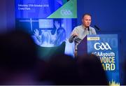 27 October 2018; Kieran Shannon, journalist and coach, speaking during the #GAAyouth Forum 2018 at Croke Park in Dublin. Photo by Piaras Ó Mídheach/Sportsfile