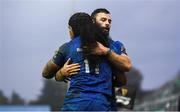 27 October 2018; Joe Tomane of Leinster is congratulated by teammate, Robbie Henshaw, after scoring his side's fifth try during the Guinness PRO14 Round 7 match between Benetton and Leinster at Stadio Comunale Di Monigo in Treviso, Italy. Photo by Sam Barnes/Sportsfile