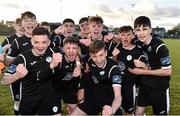 27 October 2018; The Finn Harps players celebrate after the SSE Airtricity U17 League Final match between Finn Harps and Shamrock Rovers at Maginn Park in Buncrana, Donegal. Photo by Oliver McVeigh/Sportsfile