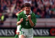 5 September 1998; Denis Irwin of Republic of Ireland celebrates his goal during the European Soccer Championship Qualifier match between the Republic of Ireland and Croatia at Lansdowne Road in Dublin. Photo by Matt Browne/SPORTSFILE