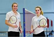 31 October 2018; AIG Insurance officially launched this year’s AIG FZ Forza Irish Badminton International today, which will take place in the National Sports Campus from November 14th to 17th. Irish International badminton stars Sara Boyle, left, and Rachael Darragh were on hand today to launch this year’s championship at Marino Institute of Education, Marino, Dublin. TG4 will televise the ladies and men’s finals. Photo by Matt Browne/Sportsfile