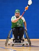 27 October 2018; John Scott of Leinster during the M.Donnelly GAA Wheelchair Hurling All-Ireland Finals match between Munster and Leinster at the Sport Ireland National Indoor Arena in Abbotstown, Dublin. Photo by Barry Cregg/Sportsfile