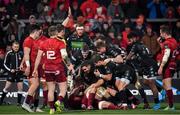 27 October 2018; Glasgow Warriors celebrate after Matt Fagerson of Glasgow Warriors scored their side's third try during the Guinness PRO14 Round 7 match between Munster and Glasgow Warriors at Thomond Park in Limerick. Photo by Brendan Moran/Sportsfile