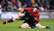 27 October 2018; Nick Grigg of Glasgow Warriors is tackled by Darren Sweetnam of Munster during the Guinness PRO14 Round 7 match between Munster and Glasgow Warriors at Thomond Park, Limerick. Photo by Brendan Moran/Sportsfile
