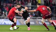 27 October 2018; Pete Horne of Glasgow Warriors is tackled by James Cronin, left, and Niall Scannell of Munster  during the Guinness PRO14 Round 7 match between Munster and Glasgow Warriors at Thomond Park, Limerick. Photo by Brendan Moran/Sportsfile