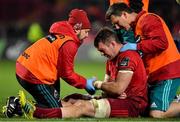 27 October 2018; Peter O’Mahony of Munster receives treatment for an injury late in the game during the Guinness PRO14 Round 7 match between Munster and Glasgow Warriors at Thomond Park in Limerick. Photo by Brendan Moran/Sportsfile