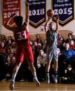 27 October 2018; Fergal O'Sullivan of Garvey's Warriors Tralee in action against Neil Randolph of Templeogue during the Hula Hoops Pat Duffy Men's National Cup match between Templeogue and Garvey's Warriors Tralee at Oblate Hall in Inchicore, Dublin. Photo by Eóin Noonan/Sportsfile