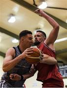 27 October 2018; Dusan Bogdanovic of Garvey's Warriors Tralee in action against Jason Killeen of Templeogue during the Hula Hoops Pat Duffy Men's National Cup match between Templeogue and Garvey's Warriors Tralee at Oblate Hall in Inchicore, Dublin. Photo by Eóin Noonan/Sportsfile