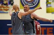 27 October 2018; Kieran Donaghy, right, of Garvey's Warriors Tralee celebrates with team mate Paul Dick after the Hula Hoops Pat Duffy Men's National Cup match between Templeogue and Garvey's Warriors Tralee at Oblate Hall in Inchicore, Dublin. Photo by Eóin Noonan/Sportsfile