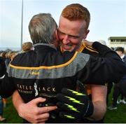 28 October 2018; Johnny Buckley of Dr. Crokes celebrates with manager Pat O'Shea after the Kerry County Senior Club Football Championship Final match between Dr Crokes and Dingle at Austin Stack Park in Tralee, Kerry. Photo by Brendan Moran/Sportsfile