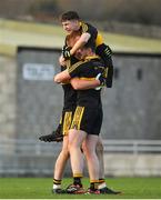 28 October 2018; Johnny Buckley, left, Daithi Casey and Jordan Kiely, top, of Dr. Crokes celebrate at the final whistle of the Kerry County Senior Club Football Championship Final match between Dr Crokes and Dingle at Austin Stack Park in Tralee, Kerry. Photo by Brendan Moran/Sportsfile
