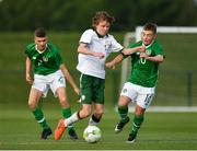 29 October 2018; Conan Noonan of Republic of Ireland U16 in action against John Joe Power of Republic of Ireland U15 during the Republic of Ireland U15 and Republic of Ireland U16 match at FAI National Training Centre in Abbotstown, Dublin. Photo by Seb Daly/Sportsfile