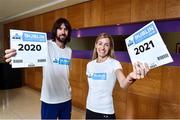 30 October 2018; Irish Olympic Marathon runners Lizzie Lee and Mick Clohessy, pictured at the announcement of KBC Bank Ireland as title sponsor of the Dublin Marathon. KBC will join forces with Europe’s fifth biggest marathon for a three-year tenure including the iconic national race’s 40th year. Sign up at www.kbcdublinmarathon.ie Photo by Matt Browne/Sportsfile