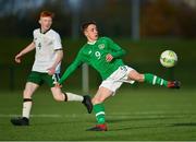 29 October 2018; Michael Leddy of Republic of Ireland U15 in action against Jake Prendergast of Republic of Ireland U16 during the Republic of Ireland U15 and Republic of Ireland U16 match at FAI National Training Centre in Abbotstown, Dublin. Photo by Seb Daly/Sportsfile