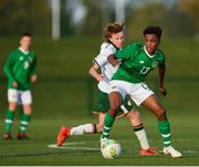 29 October 2018; Glory Nzinga of Republic of Ireland U15 in action against Conon Noonan of Republic of Ireland U16 during the Republic of Ireland U15 and Republic of Ireland U16 match at FAI National Training Centre in Abbotstown, Dublin. Photo by Seb Daly/Sportsfile