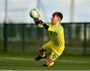 29 October 2018; Aaron Mannix of Republic of Ireland U15 makes a save during the Republic of Ireland U15 and Republic of Ireland U16 match at FAI National Training Centre in Abbotstown, Dublin. Photo by Seb Daly/Sportsfile