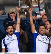 29 October 2018; Kilmacud Crokes joint captains Cian O'Sullivan, left, and Craig Dias lift the Clery's Cup after the Dublin County Senior Club Football Championship Final match between St Jude's and Kilmacud Crokes at Parnell Park in Dublin. Photo by Daire Brennan/Sportsfile