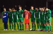 29 October 2018; Limerick players stand for a minutes silence before the SSE Airtricity League Promotion / Relegation Play-off Final 1st leg match between Finn Harps and Limerick FC at Finn Park in Ballybofey Donegal. Photo by Oliver McVeigh/Sportsfile