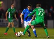 29 October 2018; Gareth Harkin of Finn Harps in action against Barry Maguire of Limerick during the SSE Airtricity League Promotion / Relegation Play-off Final 1st leg match between Finn Harps and Limerick FC at Finn Park in Ballybofey Donegal. Photo by Oliver McVeigh/Sportsfile