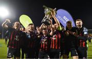 30 October 2018; Andy Lyons of Bohemians lifts the cup with his team-mates after the SSE Airtricity U19 League Final match between Shamrock Rovers and Bohemians at Tallaght Stadium in Dublin. Photo by Harry Murphy/Sportsfile