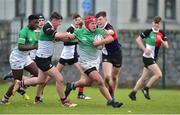 31 October 2018; George Hadden of South East Area is tackled by Sam Caslin and Cameron Fairbrother of Midlands Area during the U16s 2nd Round Shane Horgan Cup match between South East Area v Midlands Area at IT Carlow in Carlow. Photo by Matt Browne/Sportsfile