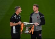 31 October 2018; Peamount United manager James O'Callaghan, left, and Wexford Youths manager Tom Elmes during a Continental Tyres FAI Women's Cup Final Media Day at the Aviva Stadium in Dublin. Photo by Eóin Noonan/Sportsfile