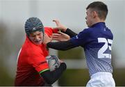 31 October 2018; Liam Hayes of North East Area is tackled by Daniel Guerrini of Metropolitan Area during the U16s 2nd Round Shane Horgan Cup match between North East Area and Metropolitan Area at Ashbourne RFC in Ashbourne, Co Meath. Photo by Piaras Ó Mídheach/Sportsfile