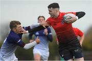 31 October 2018; Luke Mitchell of North East Area holds off the challenge of Tadhg Finlay of Metropolitan Area during the U18s 2nd Round Shane Horgan Cup match between North East Area and Metropolitan Area at Ashbourne RFC in Ashbourne, Co Meath. Photo by Piaras Ó Mídheach/Sportsfile