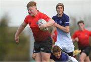 31 October 2018; Dara Maher of North East Area is tackled by Tadhg Finlay of Metropolitan Area during the U18s 2nd Round Shane Horgan Cup match between North East Area and Metropolitan Area at Ashbourne RFC in Ashbourne, Co Meath. Photo by Piaras Ó Mídheach/Sportsfile