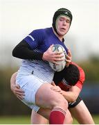 31 October 2018; Neville Godfrey of Metropolitan Area is tackled by James Reilly of North East Area during the U18s 2nd Round Shane Horgan Cup match between North East Area and Metropolitan Area at Ashbourne RFC in Ashbourne, Co Meath. Photo by Piaras Ó Mídheach/Sportsfile
