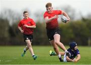 31 October 2018; Dara Maher of North East Area gets past John Ascough of Metropolitan Area during the U18s 2nd Round Shane Horgan Cup match between North East Area and Metropolitan Area at Ashbourne RFC in Ashbourne, Co Meath. Photo by Piaras Ó Mídheach/Sportsfile