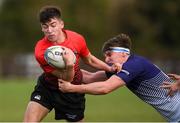 31 October 2018; Aidan Kane of North East Area in action against Patrick Kiernan of Metropolitan Area during the U18s 2nd Round Shane Horgan Cup match between North East Area and Metropolitan Area at Ashbourne RFC in Ashbourne, Co Meath. Photo by Piaras Ó Mídheach/Sportsfile