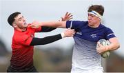 31 October 2018; Ryan Doyle of Metropolitan Area is tackled by Luke Mitchell of North East Area during the U18s 2nd Round Shane Horgan Cup match between North East Area and Metropolitan Area at Ashbourne RFC in Ashbourne, Co Meath. Photo by Piaras Ó Mídheach/Sportsfile