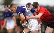 31 October 2018; Dominic Damianov of Metropolitan Area is tackled by Oscar King of North East Area during the U18s 2nd Round Shane Horgan Cup match between North East Area and Metropolitan Area at Ashbourne RFC in Ashbourne, Co Meath. Photo by Piaras Ó Mídheach/Sportsfile