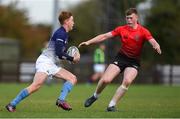 31 October 2018; Niall Hillard of Metropolitan Area in action against Jack Cassidy of North East Area during the U18s 2nd Round Shane Horgan Cup match between North East Area and Metropolitan Area at Ashbourne RFC in Ashbourne, Co Meath. Photo by Piaras Ó Mídheach/Sportsfile