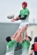 31 October 2018; Paul Deeney of South East Area takes the ball in the lineout during the U18s 2nd Round Shane Horgan Cup match between South East Area and Midlands Area at IT Carlow in Carlow. Photo by Matt Browne/Sportsfile