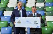 1 November 2018; Patrick Nelson, Irish FA Chief Executive, right, and John Delaney, FAI Chief Executive during a special announcement that the Football Association of Ireland and the Irish Football Association of their intention to submit a joint bid to host the UEFA Under-21 Championship in 2023 at Windsor Park in Belfast. Photo by Oliver McVeigh/Sportsfile