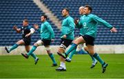 1 November 2018; Niall Scannell, right, with team-mates Tadhg Furlong, James Ryan, Tadhg Beirne, and Devin Toner during Ireland rugby squad training session at Toyota Park in Chicago, USA. Photo by Brendan Moran/Sportsfile