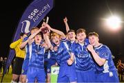 1 November 2018; Kyle Conway and William Chelaru of St. Patrick's Athletic lift the trophy following the SSE Airtricity U15 League Final match between Bohemians and St. Patrick's Athletic at Dalymount Park in Dublin. Photo by Harry Murphy/Sportsfile