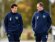 29 October 2018; Republic of Ireland coaches Sean St Ledger, left, and William Doyle during the Republic of Ireland U15 and Republic of Ireland U16 match at FAI National Training Centre in Abbotstown, Dublin. Photo by Seb Daly/Sportsfile