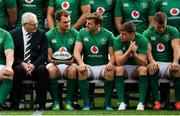 2 November 2018; President of IRFU Ian McIlrath, left, in conversation with team captain Rhys Ruddock, Jordi Murphy and Garry Ringrose during the Ireland rugby captain's run at Soldier Field in Chicago, USA. Photo by Brendan Moran/Sportsfile