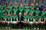 2 November 2018; President of IRFU Ian McIlrath and team captain Rhys Ruddock with the rest of the squad as they have their team photograph taken during the Ireland rugby captain's run at Soldier Field in Chicago, USA. Photo by Brendan Moran/Sportsfile