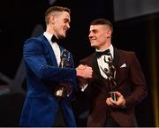2 November 2018; Dublin footballers Brian Fenton, left, and Brian Howard with their PwC All Star awards during the PwC All Stars 2018 at the Convention Centre in Dublin. Photo by Ramsey Cardy/Sportsfile