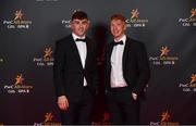 2 November 2018; Limerick hurlers Aaron Gillane, left, and Cian Lynch upon arrival at the PwC All Stars 2018 at the Convention Centre in Dublin. Photo by Ramsey Cardy/Sportsfile