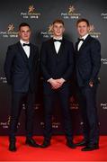 2 November 2018; Kildare footballers, from left, Eoin Doyle, Daniel Flynn, and Paul Cribbin upon arrival at the PwC All Stars 2018 at the Convention Centre in Dublin. Photo by Sam Barnes/Sportsfile