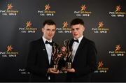 2 November 2018; Limerick hurler Richie English, left, with his cousin Cork hurler Darragh Fitzgibbon and their All-Star awards at the PwC All Stars 2018 at the Convention Centre in Dublin. Photo by Sam Barnes/Sportsfile