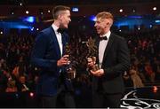 2 November 2018; Footballer of the year Brian Fenton of Dublin and Hurler of the year Cian Lynch, right, of Limerick during the PwC All Stars 2018 at the Convention Centre in Dublin. Photo by Ramsey Cardy/Sportsfile