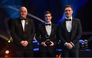 2 November 2018; Derry hurler Cormac O'Doherty is presented with his Christy Ring Champion 15 Award by Uachtarán Chumann Lúthchleas Gael John Horan and GPA CEO Paul Flynn during the PwC All Stars 2018 at the Convention Centre in Dublin. Photo by Piaras Ó Mídheach/Sportsfile