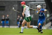 3 November 2018; James Burke of Ireland in action against Rory MacKeachan of Scotland during the U21 Hurling Shinty International 2018 match between Ireland and Scotland at Games Development Centre in Abbotstown, Dublin. Photo by Piaras Ó Mídheach/Sportsfile