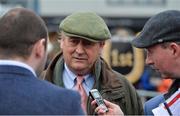 3 November 2018; Trainer Noel Meade being interviewed in the winner's enclosure after winning the JNwine.com Champion Steeplechase with Road To Respect during the Champion Chase Day at the Down Royal Races at Down Royal in Down. Photo by Oliver McVeigh/Sportsfile